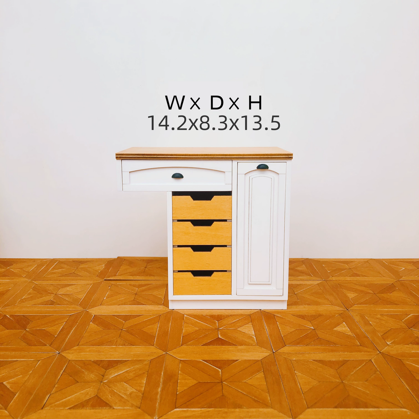 1/6 Scale Dollhouse Kitchen Furniture Set – 9-Piece Modular Cabinets in White | BJD & Blythe Miniature Kitchen