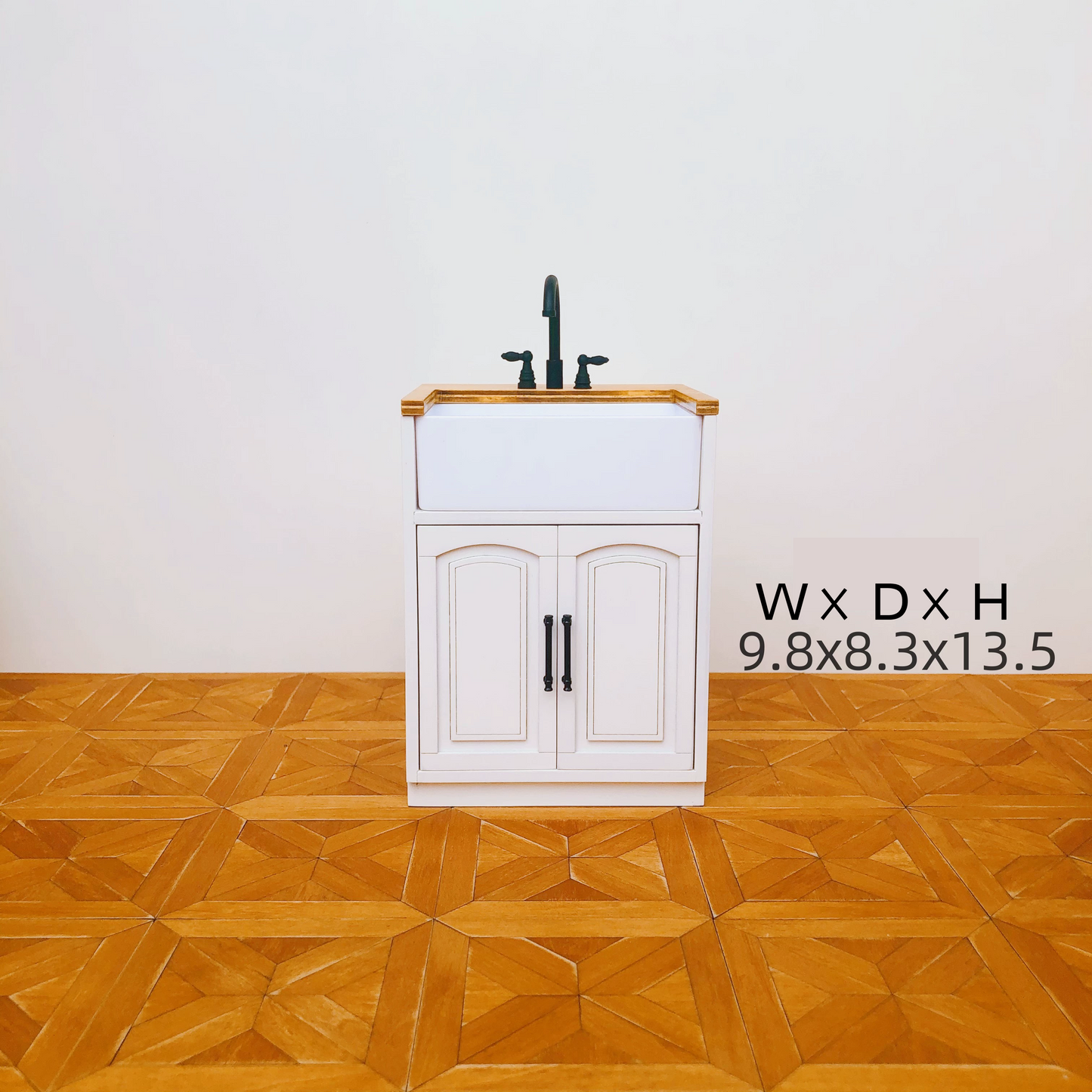 1/6 Scale Dollhouse Kitchen Furniture Set – 9-Piece Modular Cabinets in White | BJD & Blythe Miniature Kitchen