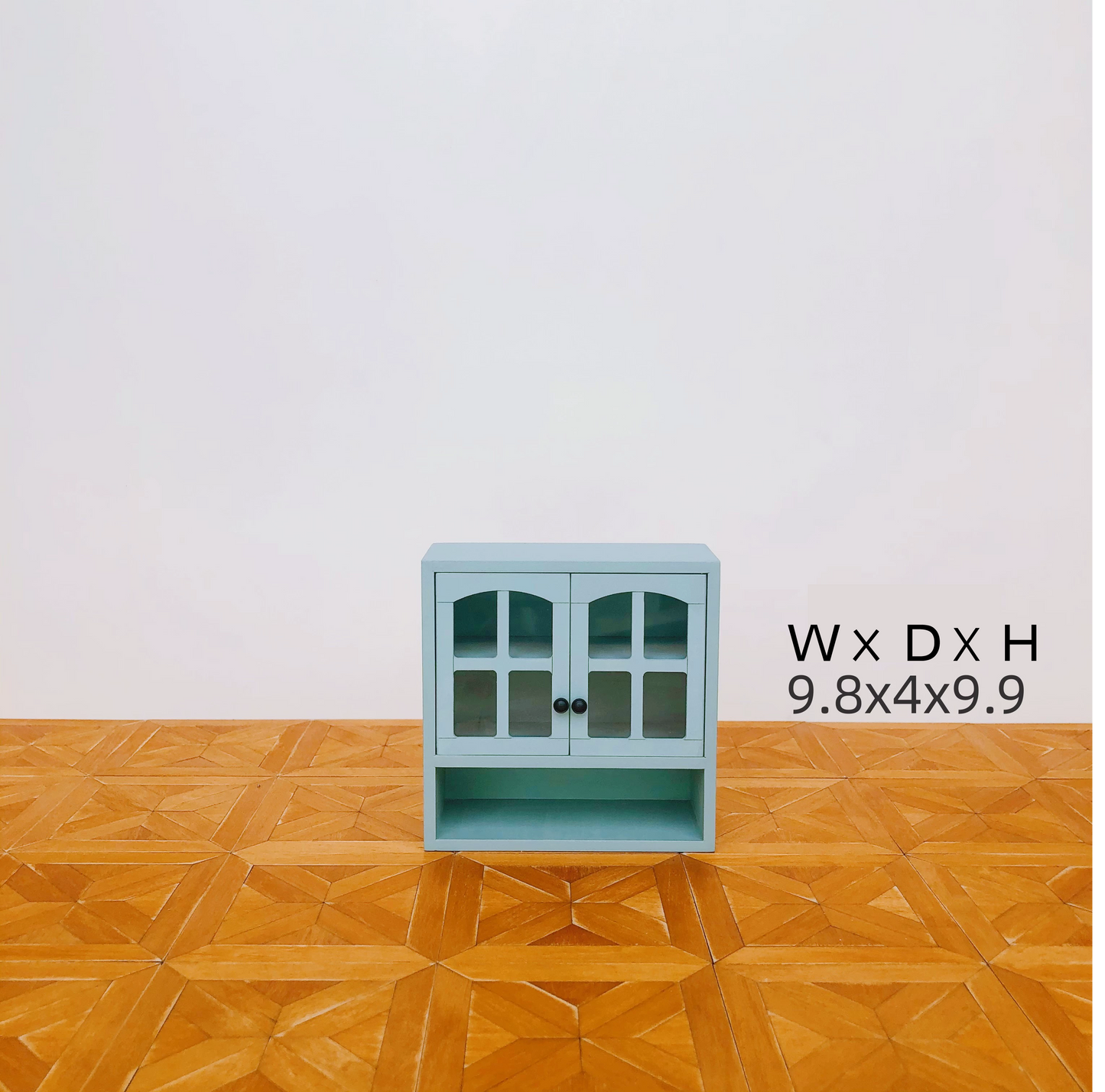 1/6 Scale Dollhouse Kitchen Furniture Set – 9-Piece Modular Cabinets in White & Vintage Blue | BJD & Blythe Miniature Kitchen