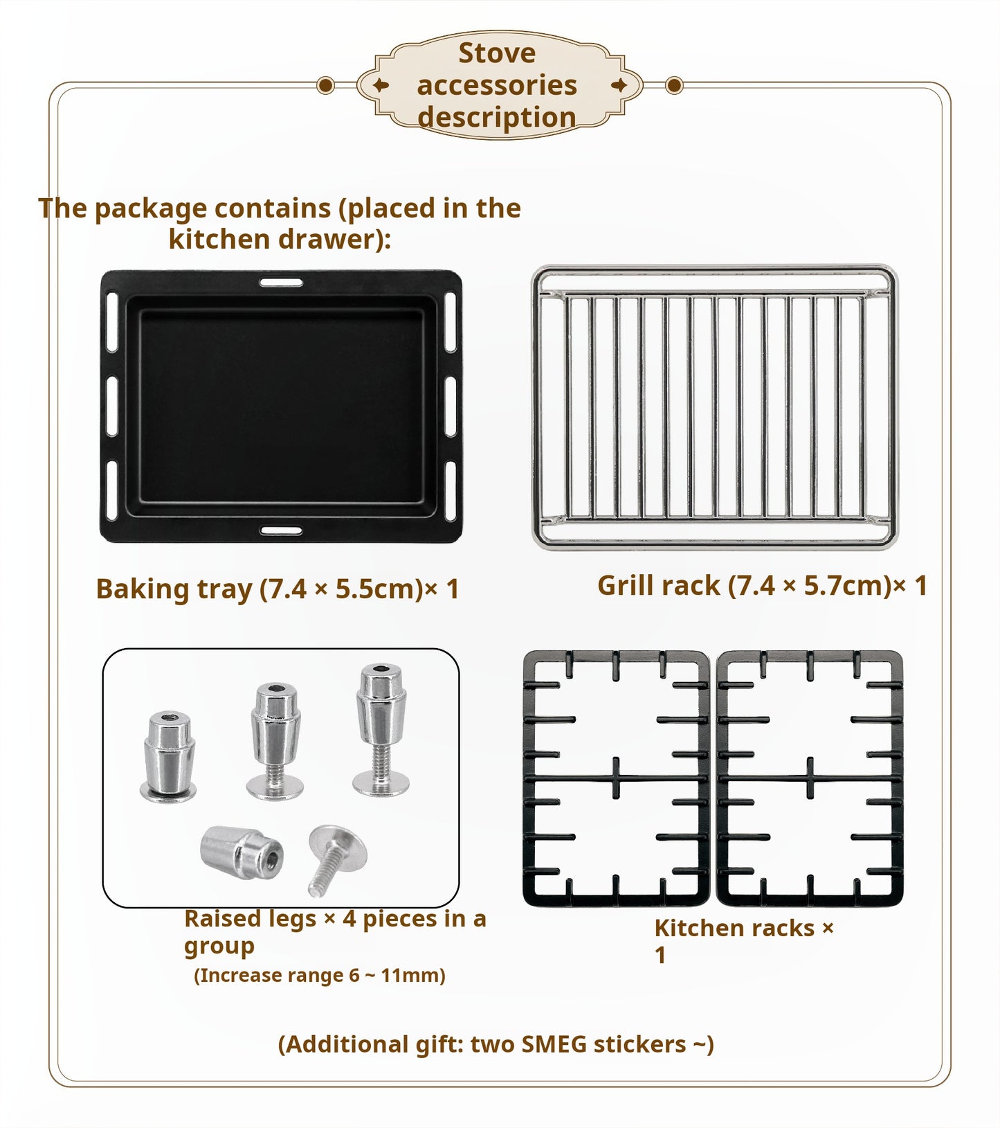 1/6 Doll House Model Furniture Accessories Mini Model Stove and Range HoodRange Hood & Light-Up Oven