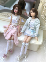 1/6ドール用 くまモチーフルームウェアセット｜羽付きトップス・4点セット｜Blythe・Azone・momoko・Obitsu24対応