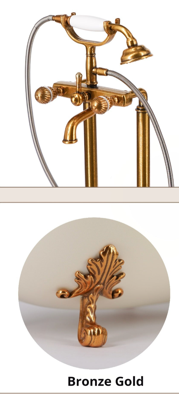 1/6スケール ヴィンテージシャワーヘッド - BJD＆ブライス用ミニチュアドールハウスバスルームアクセサリー（ゴールド＆シルバーカラー）