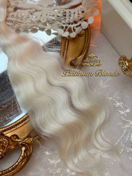 ドール用高光沢モヘアウィッグファイバー｜プラチナブロンド 20～25cm