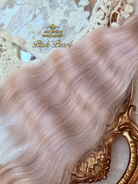 人形用高光沢モヘアウィッグファイバー｜ピンクパール 20～25cm