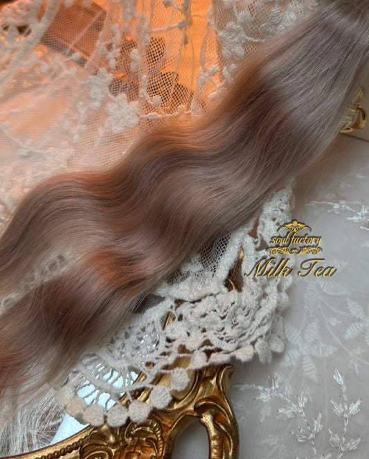 ドール用高光沢モヘアウィッグファイバー｜ミルクティー 20～25cm