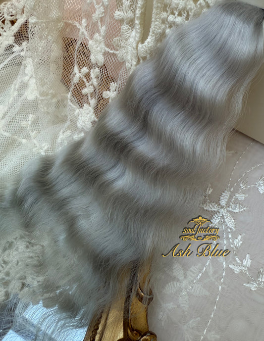ドール用高光沢モヘアウィッグファイバー｜アッシュブルー 20～25cm