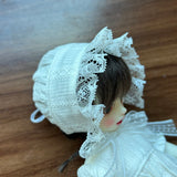 1/6ドール用 ホワイトワンピース｜長袖・半袖2タイプ｜ボンネット追加可｜Blythe・Obitsu24・Azone・Licca・Cherry対応