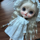 1/6ドール用 ホワイトワンピース｜長袖・半袖2タイプ｜ボンネット追加可｜Blythe・Obitsu24・Azone・Licca・Cherry対応