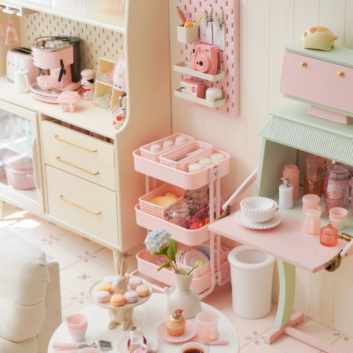 1/6スケール ミニチュアドールハウス用トロリー＆収納ラック | ブライス、BJD、ファッションドール用家具