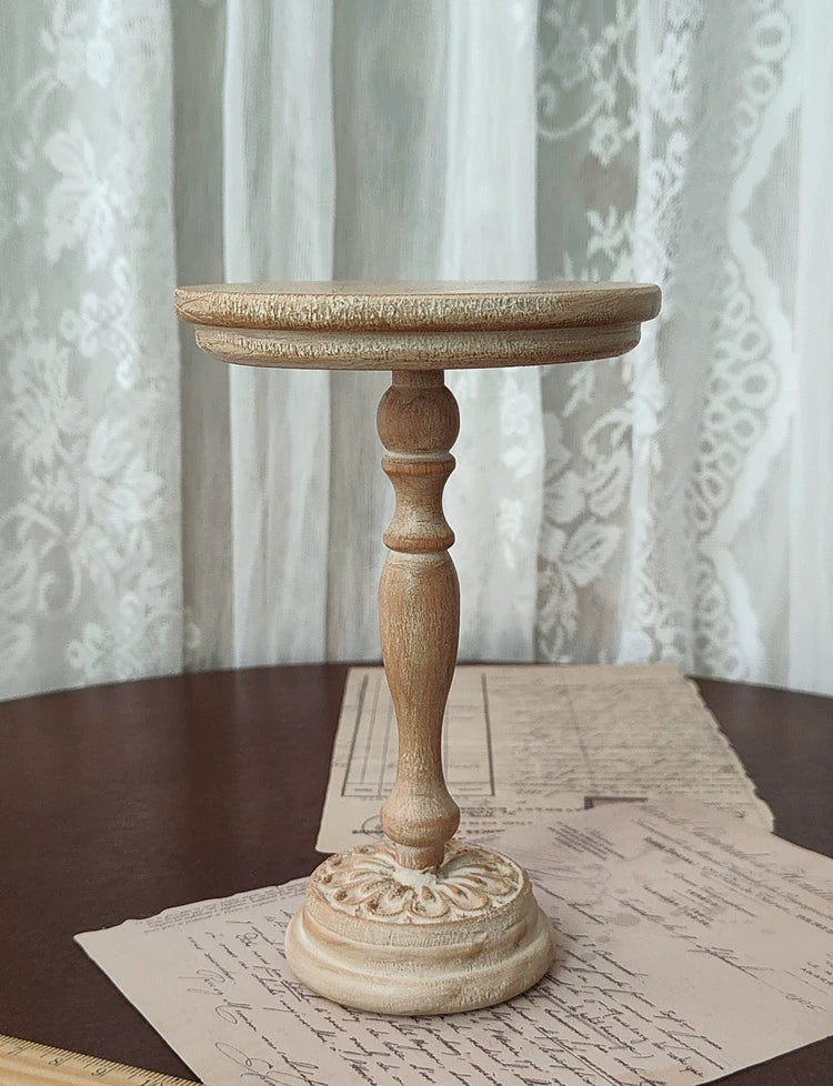 ハンドメイド ヴィンテージ彫刻ラウンドテーブル｜1/3・1/4・1/6ドール家具（多色展開）