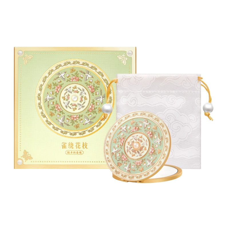 故宮からお届け | 故宮博物院の遺物にインスパイアされた携帯用鏡 – 手持ち式、ブロンズ調、折りたたみ式、コーム付きギフトセット