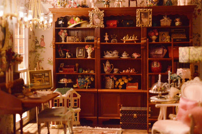 玩具 美式书柜/顶天立地大书柜/收纳展示柜 6分迷你模型娃屋家具