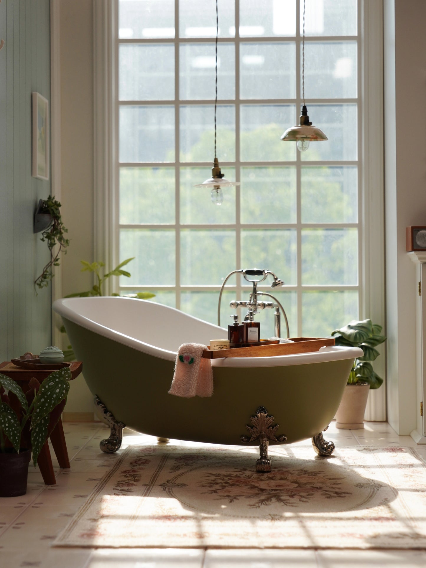 1/6スケール ドールハウス家具 – バスタブ | BJD、ブライス、フィギュア用ミニチュア ヴィンテージ彫刻バスタブ