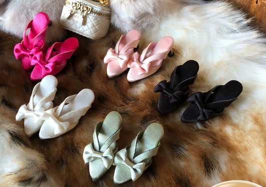 4色のシルクサンダル、小さなハイヒール付きブライスリカちゃん、アゾンモモコ、ポピーパーカー、FRオビツ24、22サイズ