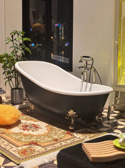 1/6スケール ドールハウス家具 – バスタブ | BJD、ブライス、フィギュア用ミニチュア ヴィンテージ彫刻バスタブ