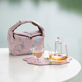花見に｜耐熱ガラス 貴妃壺＋茶杯　携帯茶器セット バッグ付き