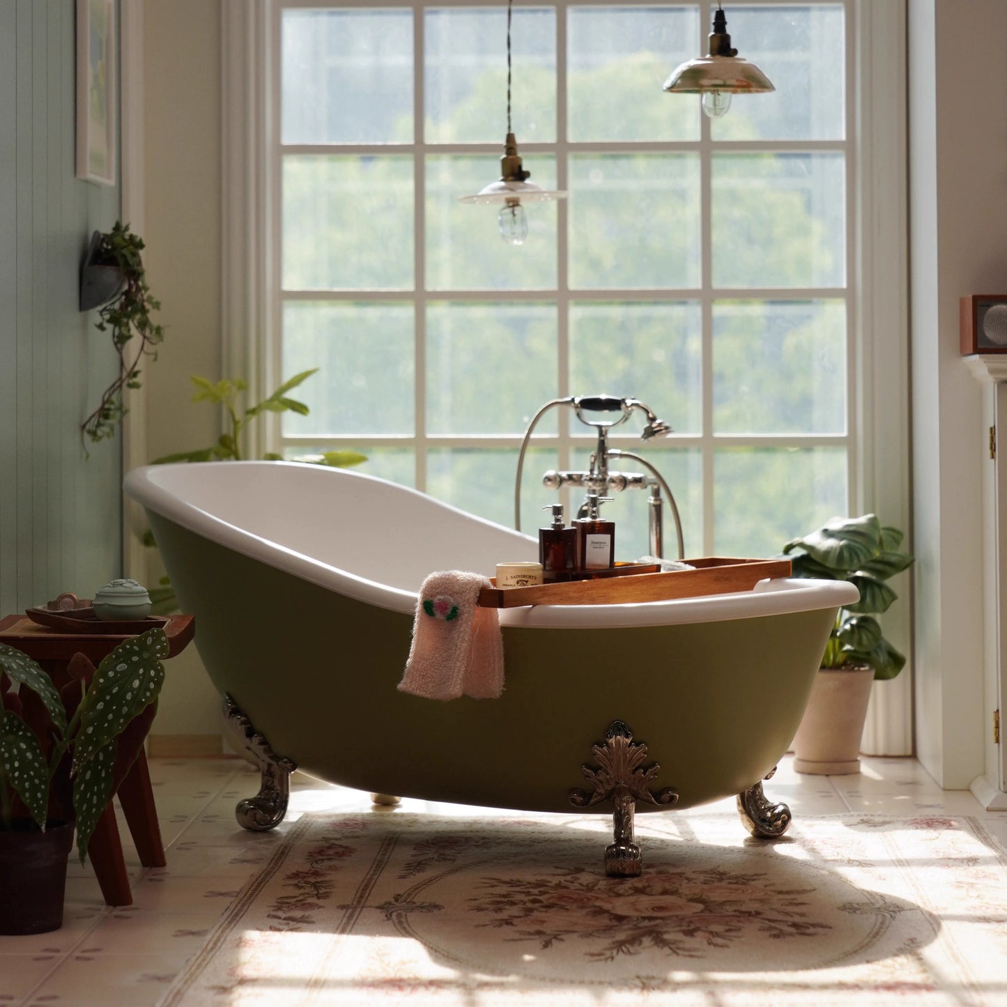 1/6スケール ドールハウス家具 – バスタブ | BJD、ブライス、フィギュア用ミニチュア ヴィンテージ彫刻バスタブ