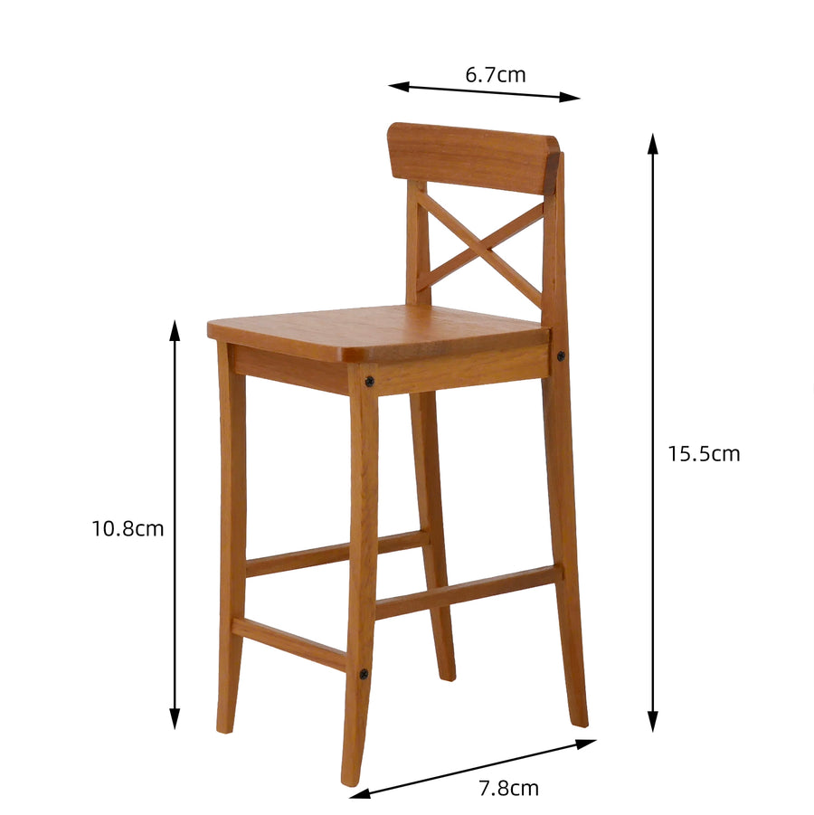 1/6スケール ミニチュアバースツール – 背もたれ付きバージョン