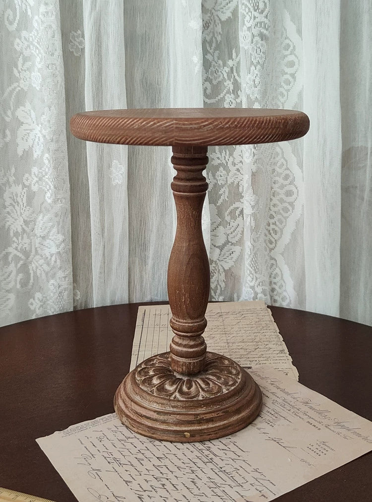 ハンドメイド ヴィンテージ彫刻ラウンドテーブル｜1/3・1/4・1/6ドール家具（多色展開）