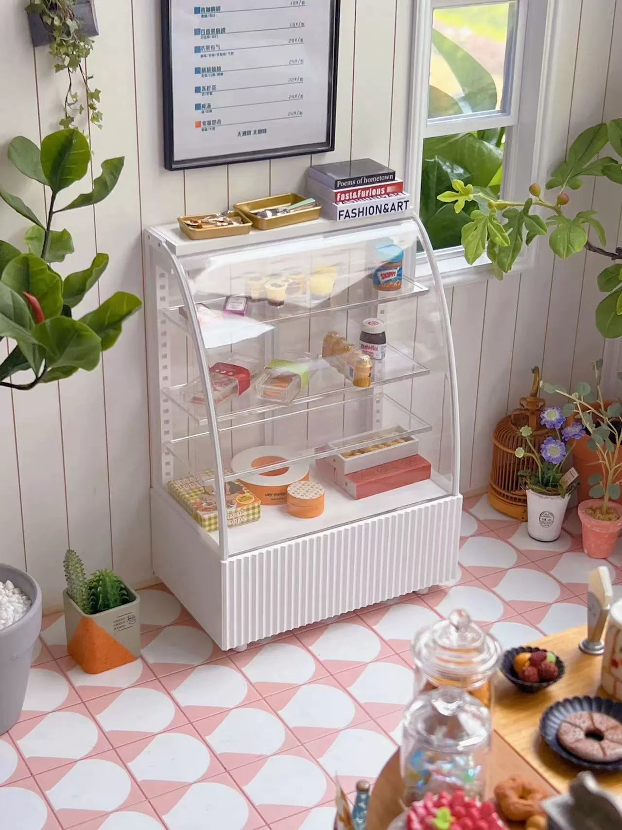 1/6スケール ドール用ケーキショーケース 電池式ライト付き