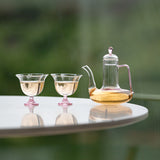 花見に｜耐熱ガラス 貴妃壺＋茶杯　携帯茶器セット バッグ付き