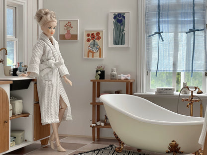 1/6スケール ドールハウス家具 – バスタブ | BJD、ブライス、フィギュア用ミニチュア ヴィンテージ彫刻バスタブ