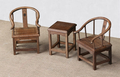 1/6スケール 中国アンティーク 太子椅子セット 椅子2脚とサイド 1/6スケール 中国アンティーク 太子椅子セット 椅子2脚とサイド