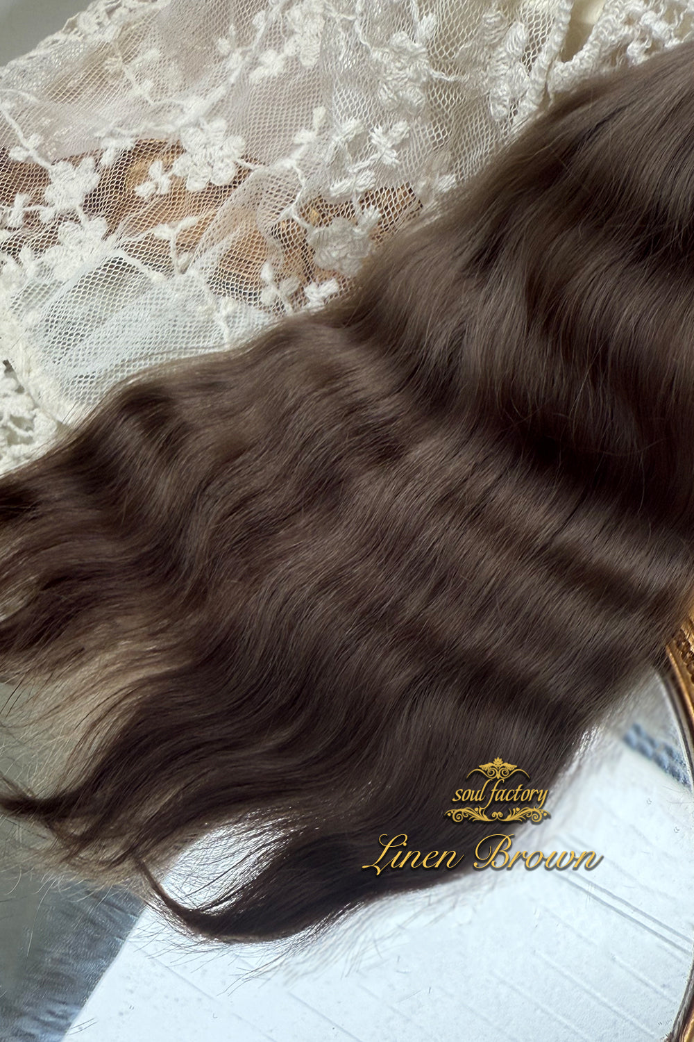 Natural wool doll hair with soft texture and natural shine, ideal for wig making and rerooting.