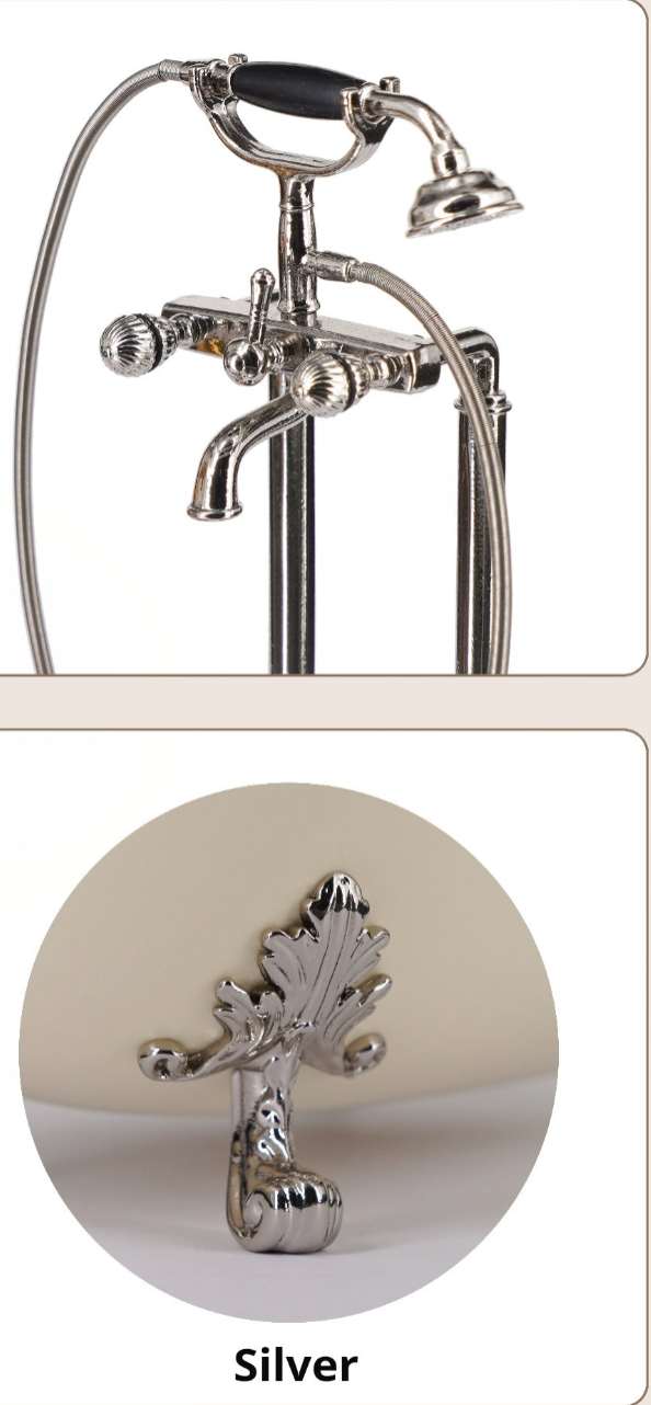 1/6スケール ヴィンテージシャワーヘッド - BJD＆ブライス用ミニチュアドールハウスバスルームアクセサリー（ゴールド＆シルバーカラー）