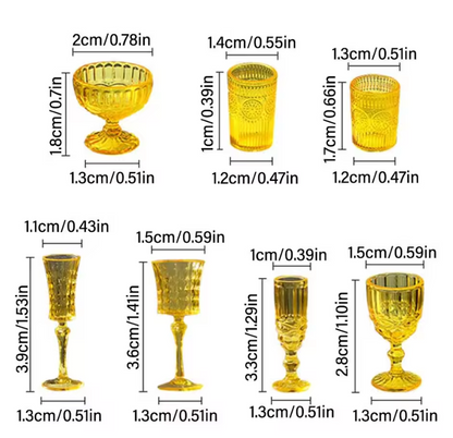 1/6 Scale Miniature Dollhouse Drinkware Set  Wine & Champagne 7 Glasses | Props for BJD, Blythe & Fashion Dolls