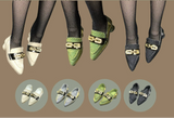 Low-heel doll shoes with metal chain detail made from glossy nylon fabric, fitting Blythe, Licca, Azone, FR and Obitsu 22/24.