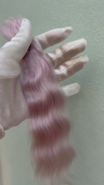 人形用高光沢モヘア｜淡藤 20～25cm