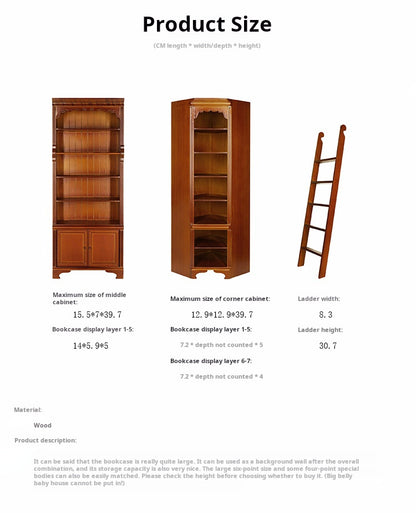 玩具 美式书柜/顶天立地大书柜/收纳展示柜 6分迷你模型娃屋家具