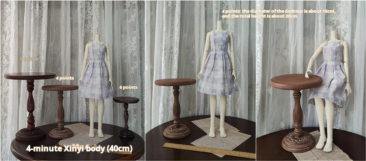 Handmade Vintage Carved Round Table – Multi-Color Options | Fits 1/3, 1/4, 1/6 Scale Dolls