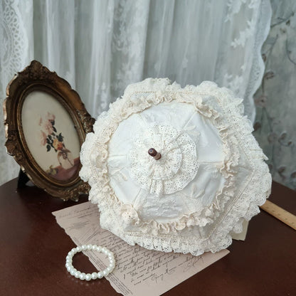 BJD Baby's Long Handle Antique Umbrella Original Homemade 1/3 Size Doll and 1/4 Size Doll with Umbrella that Can Open and Close